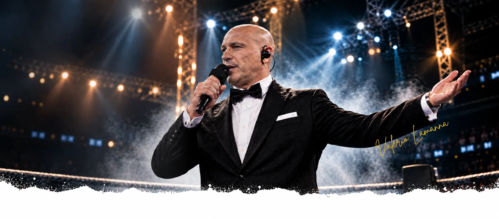 Valerio Lamanna davanti al ring durante un evento